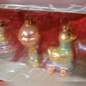 BNIB Baby's Glass and Sparkly Ornaments, Department 56.